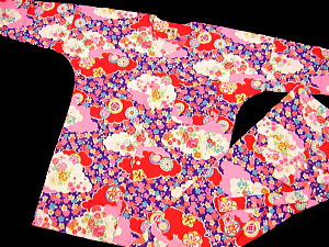 義若オリジナルの鯉口シャツ・股引き激安セール　雲どりに花（赤ピンク紫）